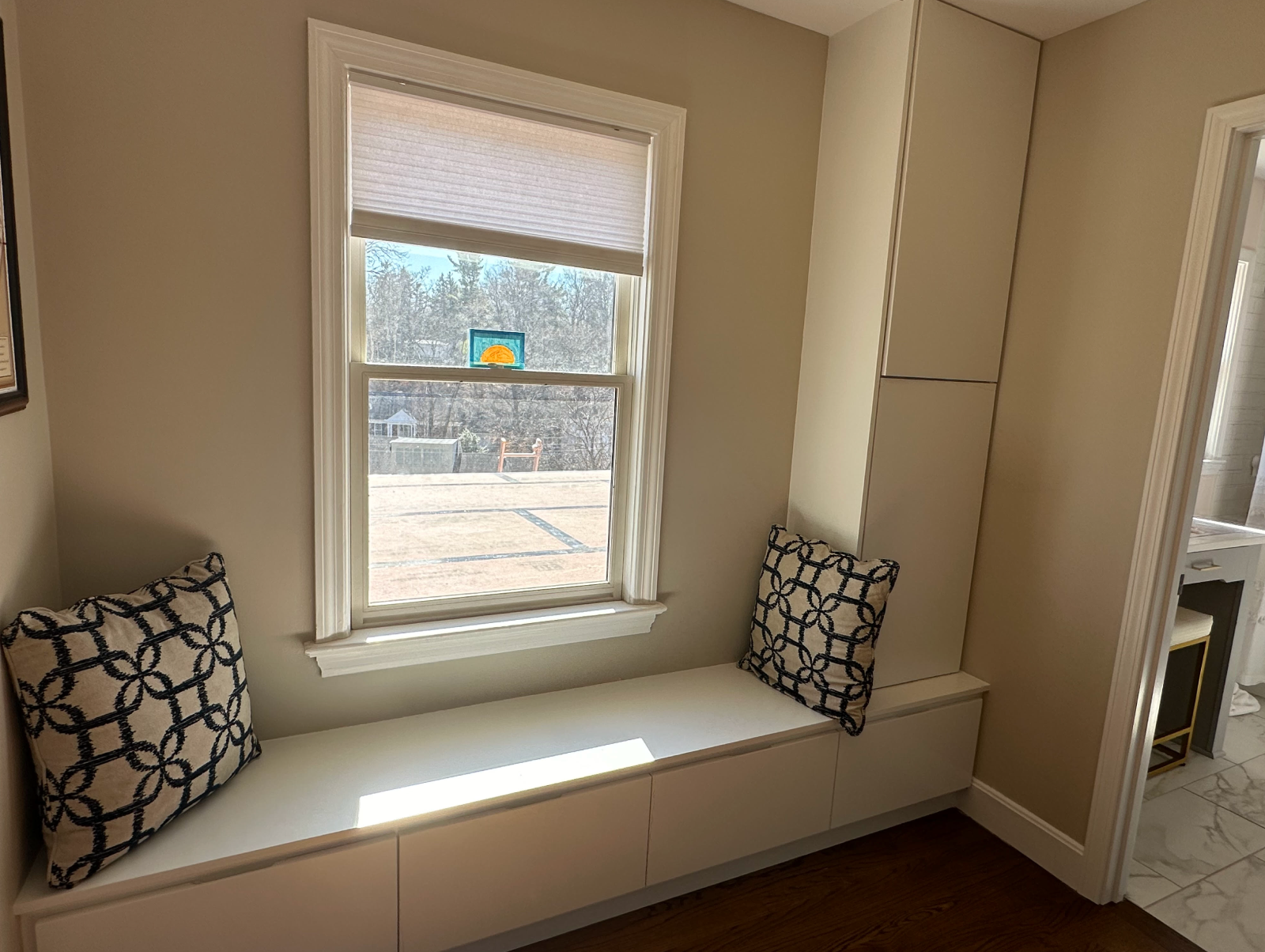 custom bench and cabinets